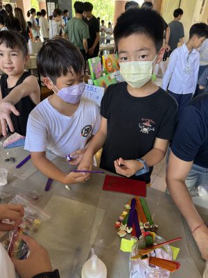 Students making bookmarks. Students making bookmarks